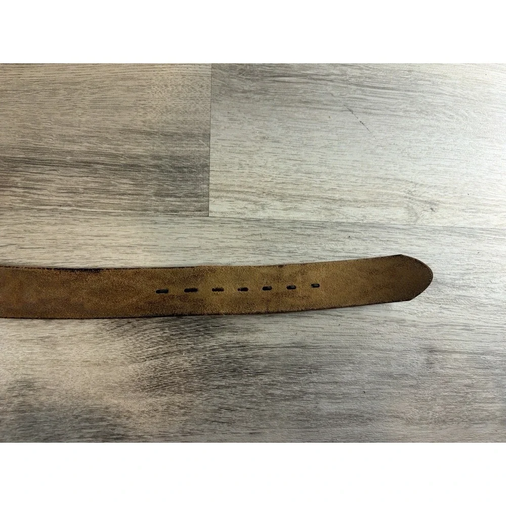Vintage Aztec Hand Tooled Genuine Leather Belt Mens‎ Size 38 Brown Native